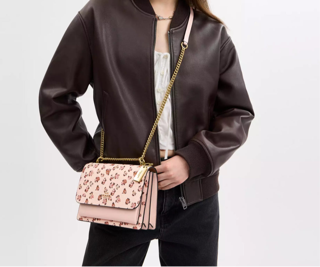 Coach Klare Crossbody Bag With Rose Print In Blush