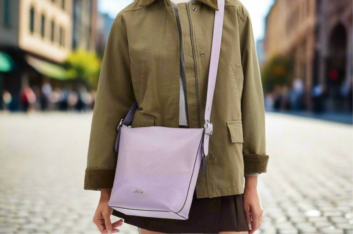 Coach Val Duffel Bag In Leather In Silver/Lilac