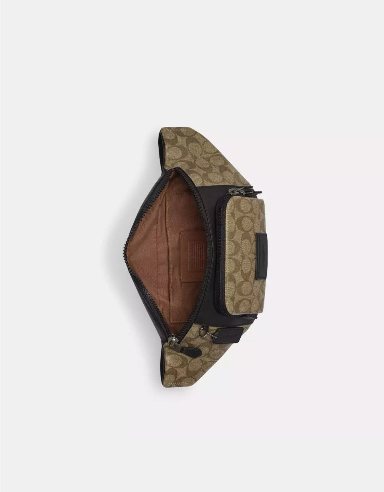 Coach Men’s Warren Belt Bag In Signature Canvas & Soft Leather In Khaki/Black