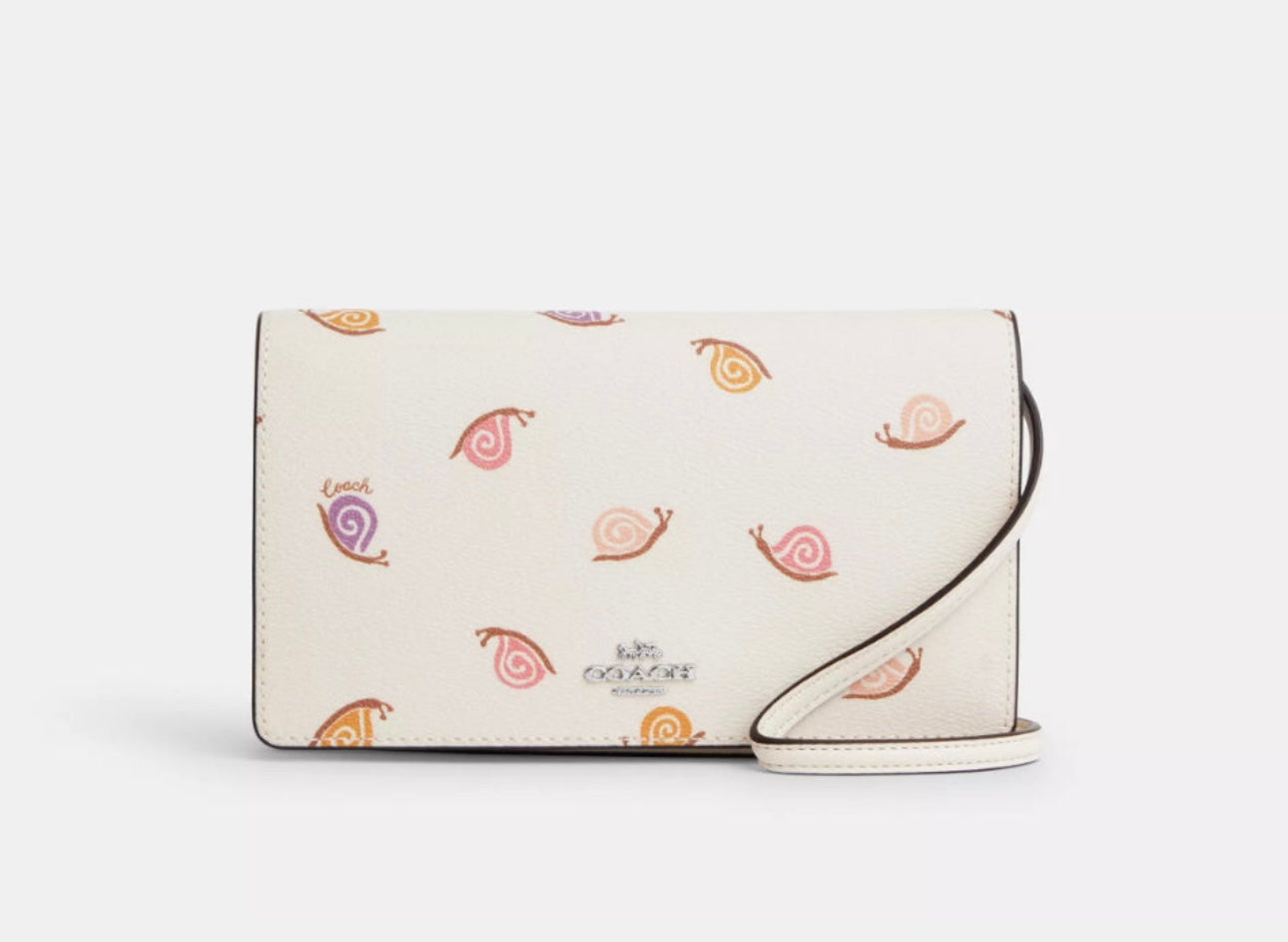 Coach Anna Foldover Clutch Crossbody Bag with Snail Print