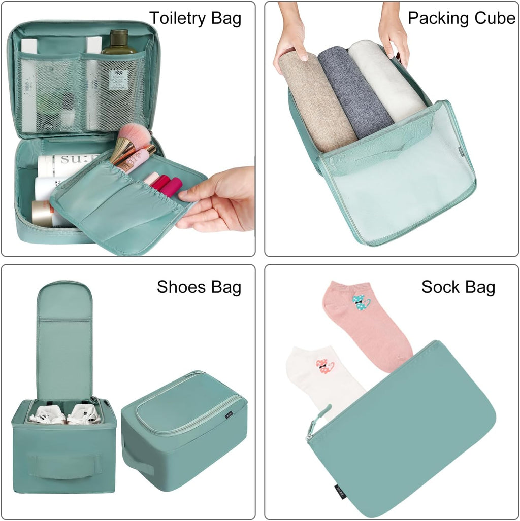 BAGAIL 8 Set Packing Cubes Luggage Organizer Bags for Travel Accessories-Cream