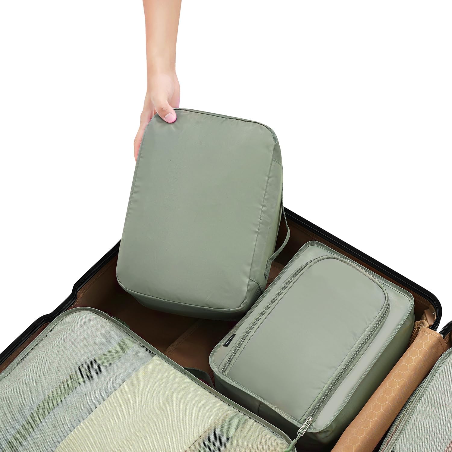 BAGAIL 8 Set Packing Cubes Luggage Organizer Bags for Travel Accessories-Cream