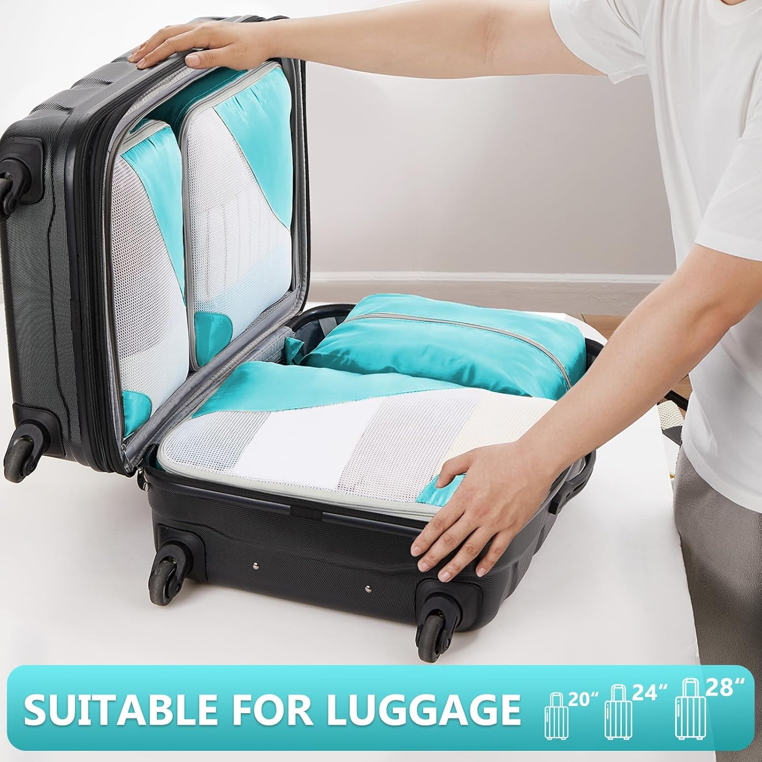 10 Set/8 Set Packing Cubes for Travel, Gifts for Women Mom,Anti-Tearing Suitcase Organizer for Luggage with Shoe & Hanging Toiletry Bag,OlarHike Vacation Essentials & Accessories for Cruise Ship,Cream