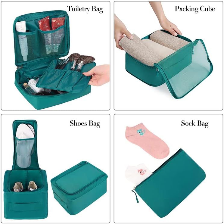 BAGAIL 8 Set Packing Cubes Luggage Organizer Bags for Travel Accessories-Cream