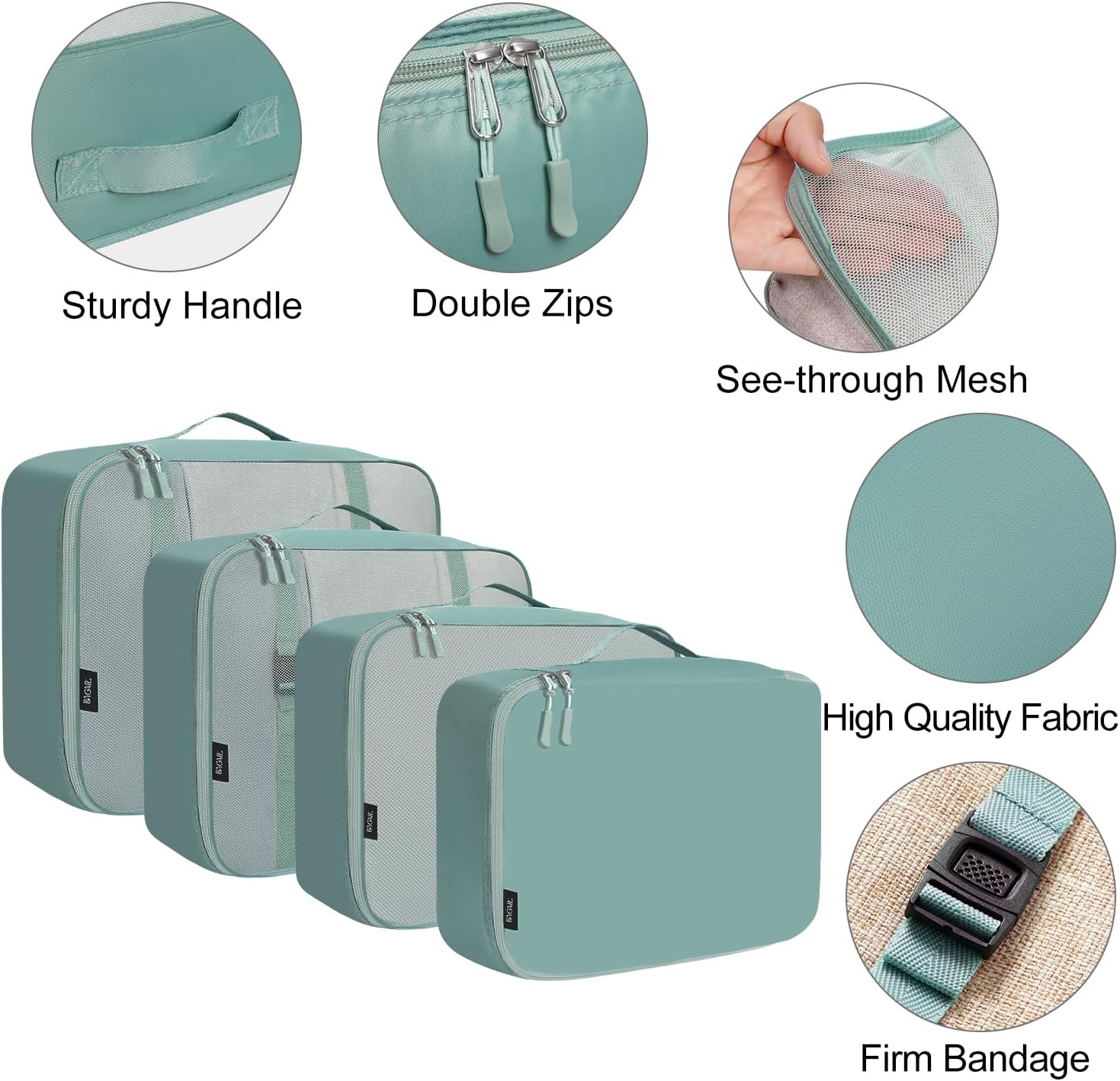 BAGAIL 8 Set Packing Cubes Luggage Organizer Bags for Travel Accessories-Cream