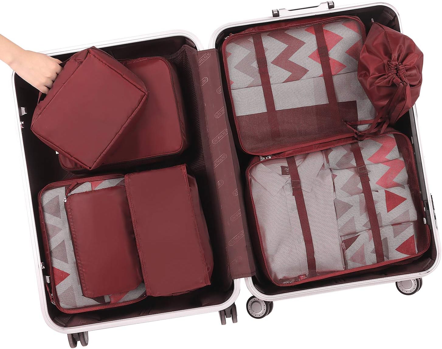 BAGAIL 8 Set Packing Cubes Luggage Organizer Bags for Travel Accessories-Cream