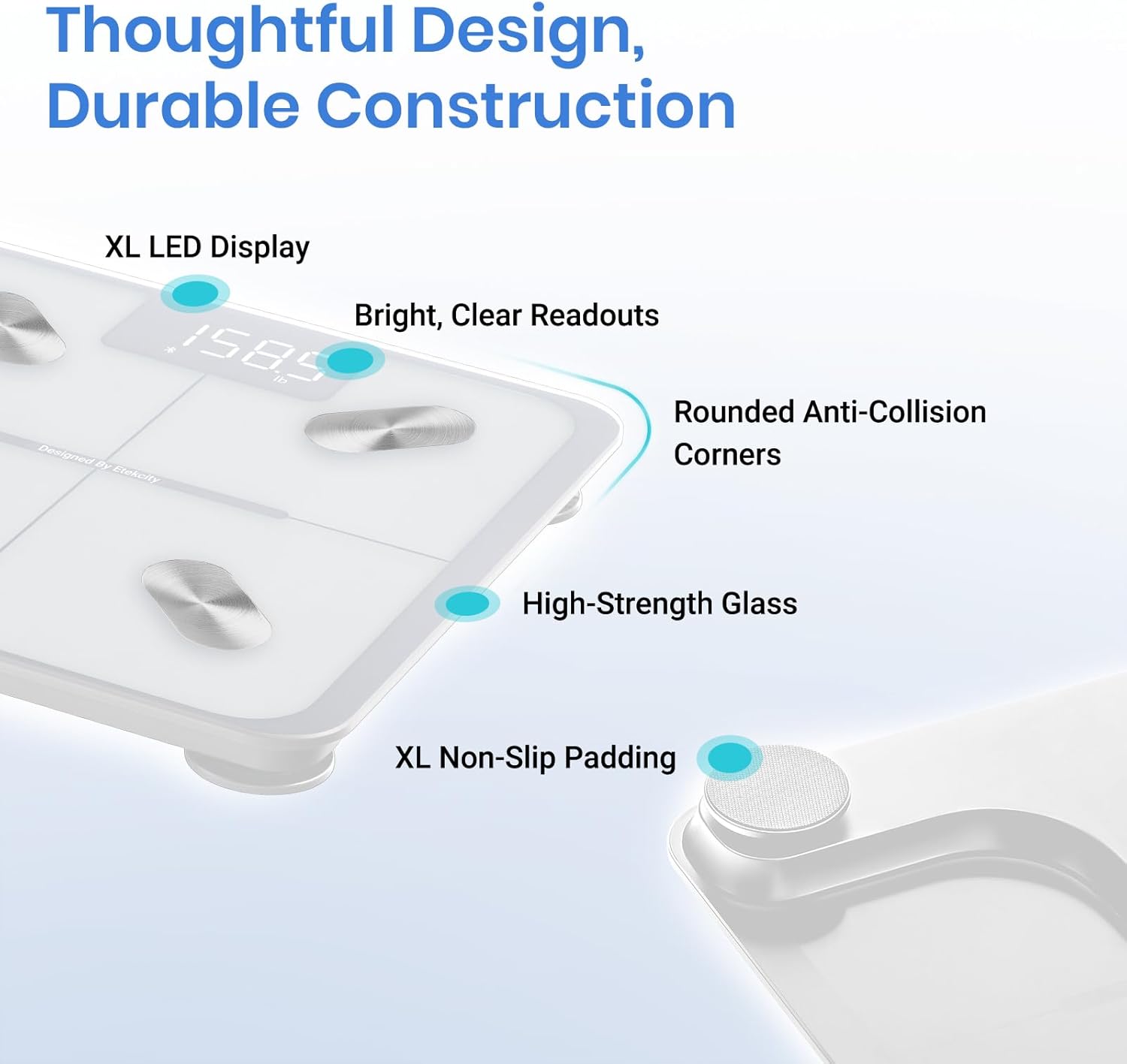 Etekcity Smart Scale for Body Weight FSA HSA Store Eligible, Bathroom Digital Weighing Scale with BMI, Body Fat, Muscle Mass, Accurate Bluetooth Home User Health Equipment Sync Apps
