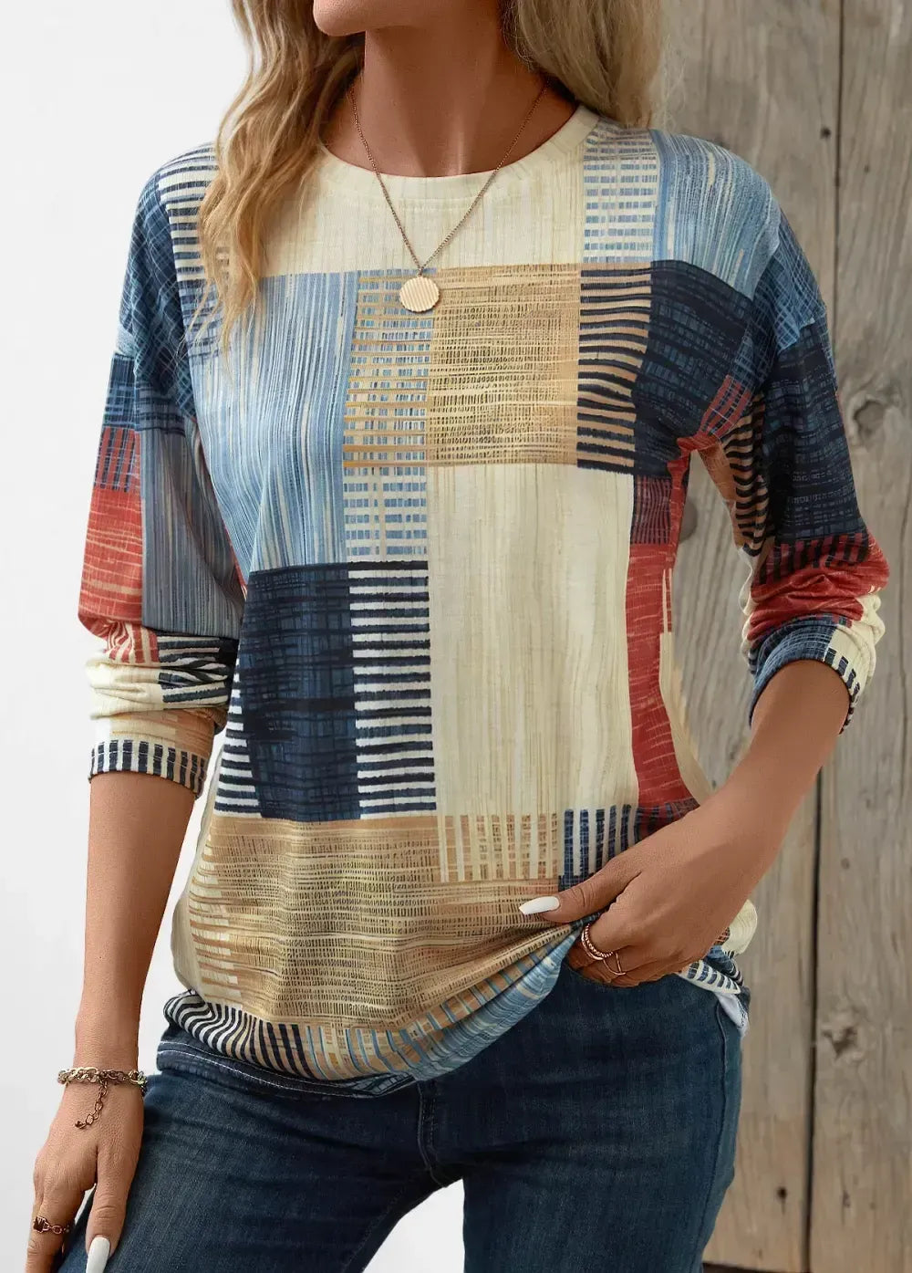 Black Friday Raw White Patchwork Geometric Print T Shirt