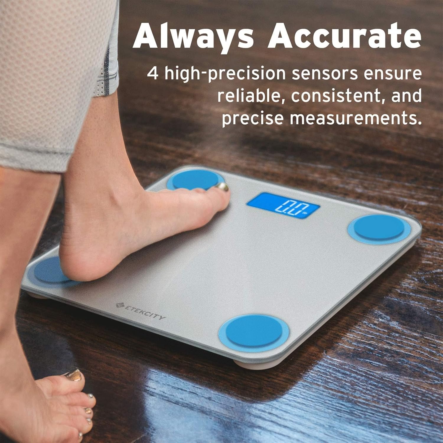 Etekcity Digital Body Weight Bathroom Scale, Large Blue LCD Backlight Display, High Precision Measurements,6mm Tempered Glass, 400 Pounds
