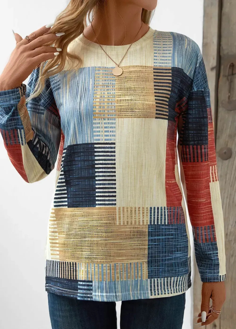 Black Friday Raw White Patchwork Geometric Print T Shirt