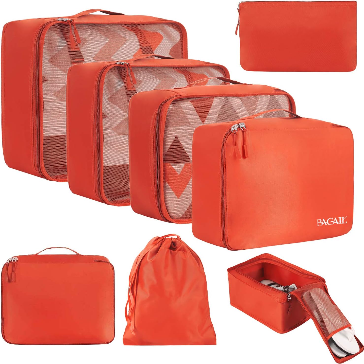 BAGAIL 8 Set Packing Cubes Luggage Organizer Bags for Travel Accessories-Cream