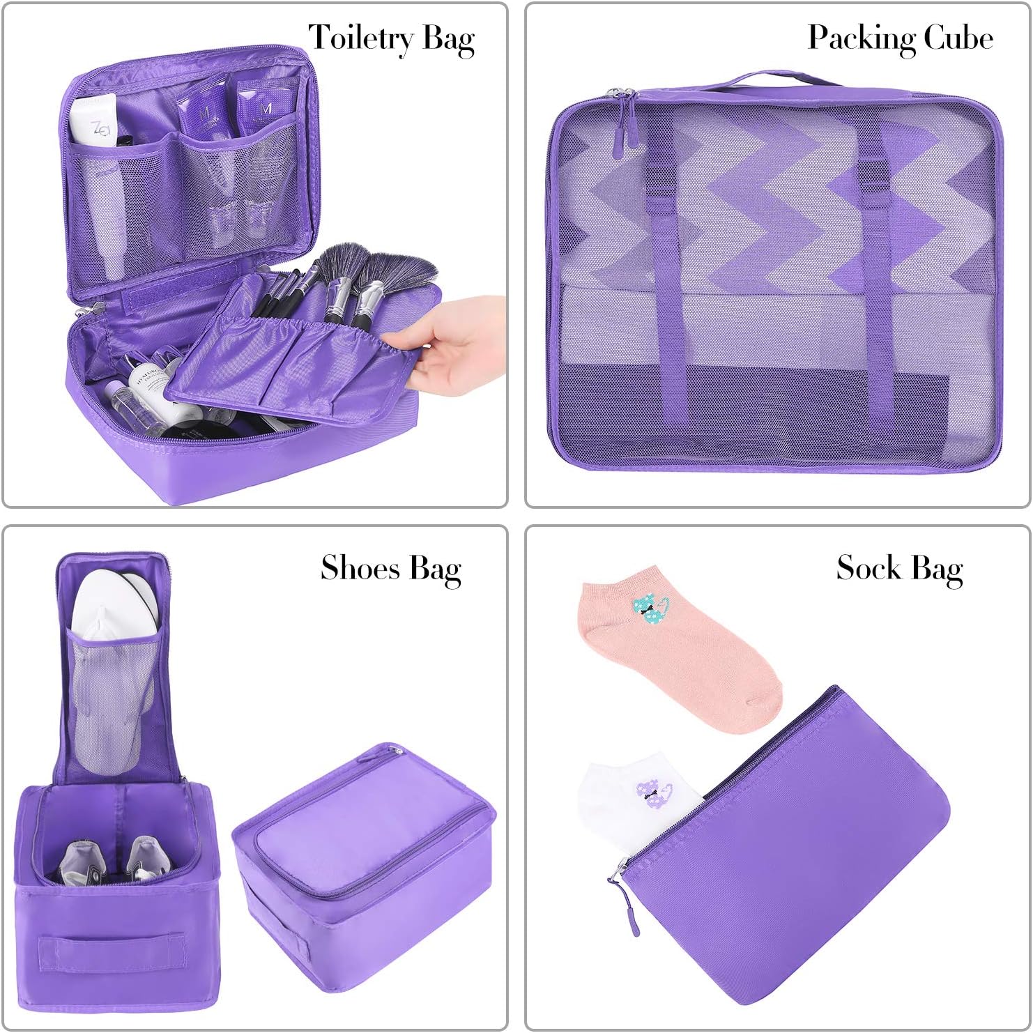 BAGAIL 8 Set Packing Cubes Luggage Organizer Bags for Travel Accessories-Cream