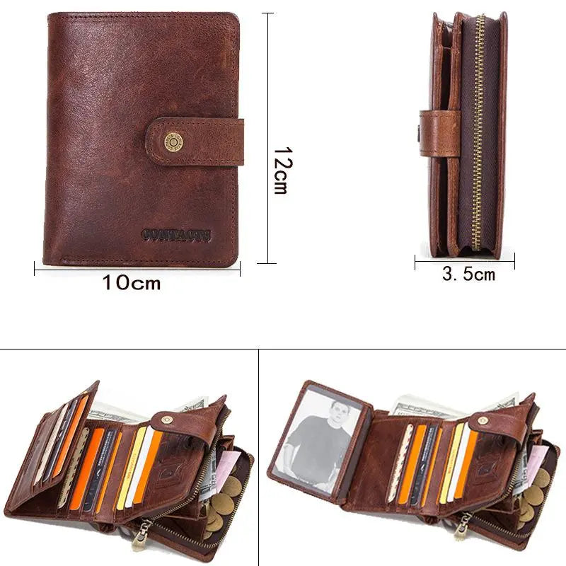 Anti-Theft RFID Protected Multi-Slot Classic Leather Wallet