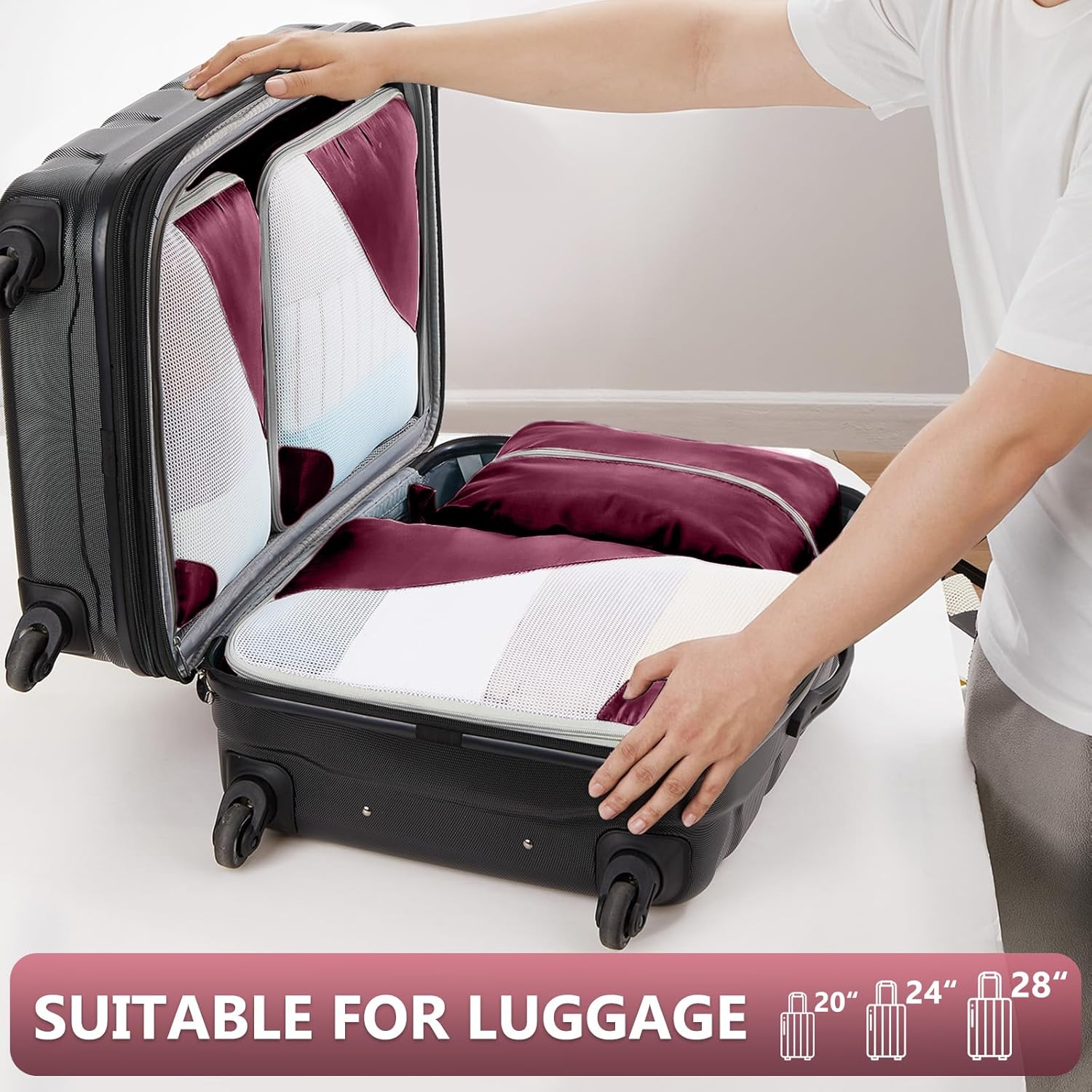10 Set/8 Set Packing Cubes for Travel, Gifts for Women Mom,Anti-Tearing Suitcase Organizer for Luggage with Shoe & Hanging Toiletry Bag,OlarHike Vacation Essentials & Accessories for Cruise Ship,Cream