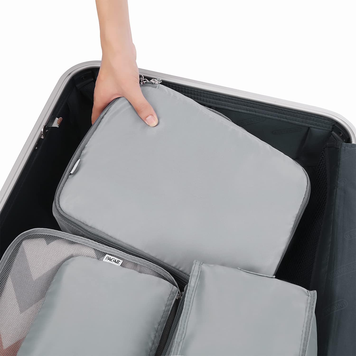 BAGAIL 8 Set Packing Cubes Luggage Organizer Bags for Travel Accessories-Cream