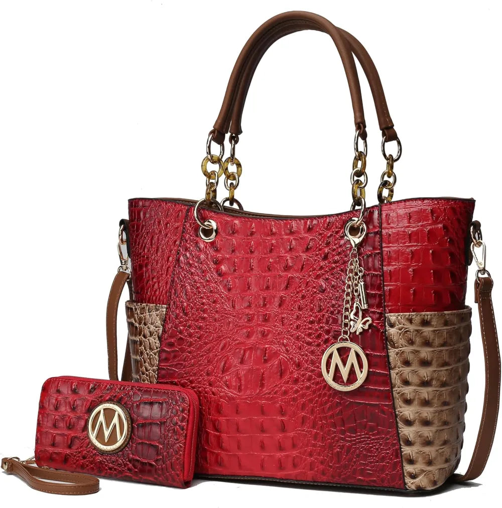 MKF Collection Tote Bag for Women, Handbag Set with Wallet-Top-Handle- Vegan Leather Purse