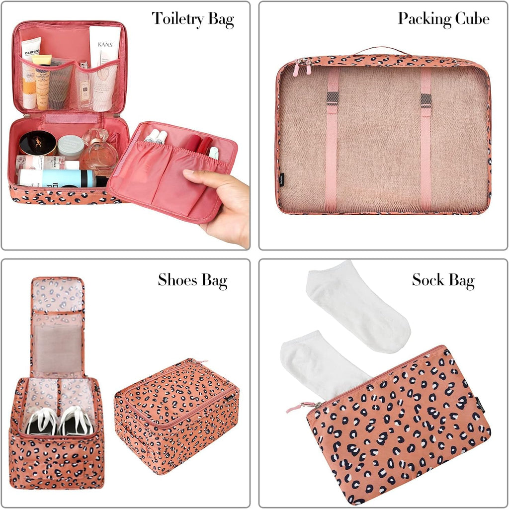 BAGAIL 8 Set Packing Cubes Luggage Organizer Bags for Travel Accessories-Cream