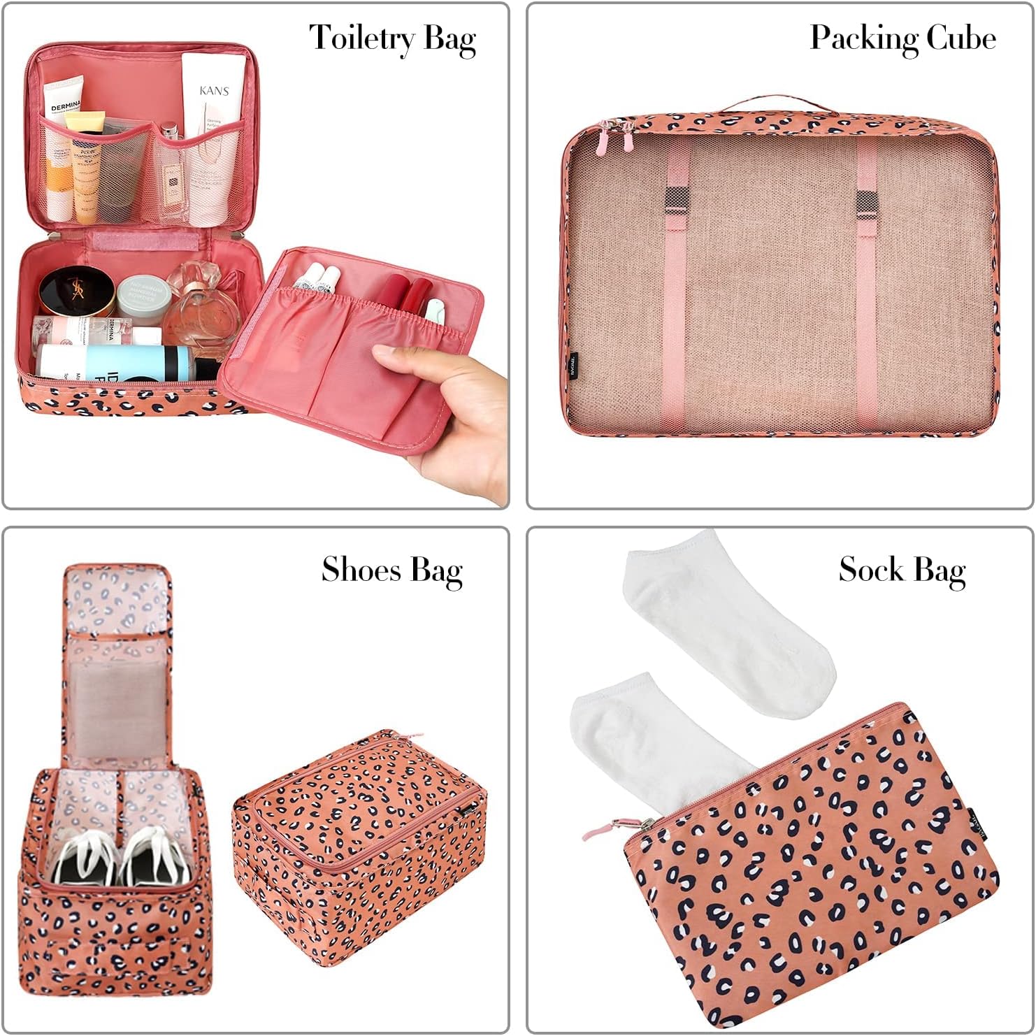 BAGAIL 8 Set Packing Cubes Luggage Organizer Bags for Travel Accessories-Cream