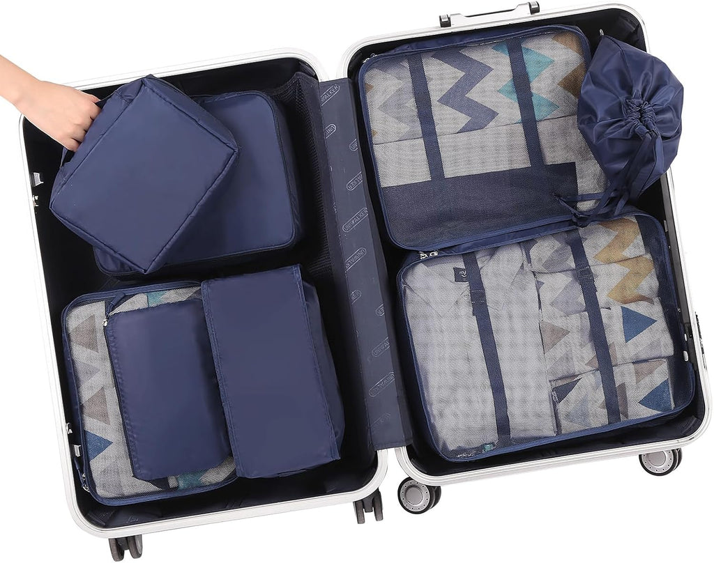 BAGAIL 8 Set Packing Cubes Luggage Organizer Bags for Travel Accessories-Cream