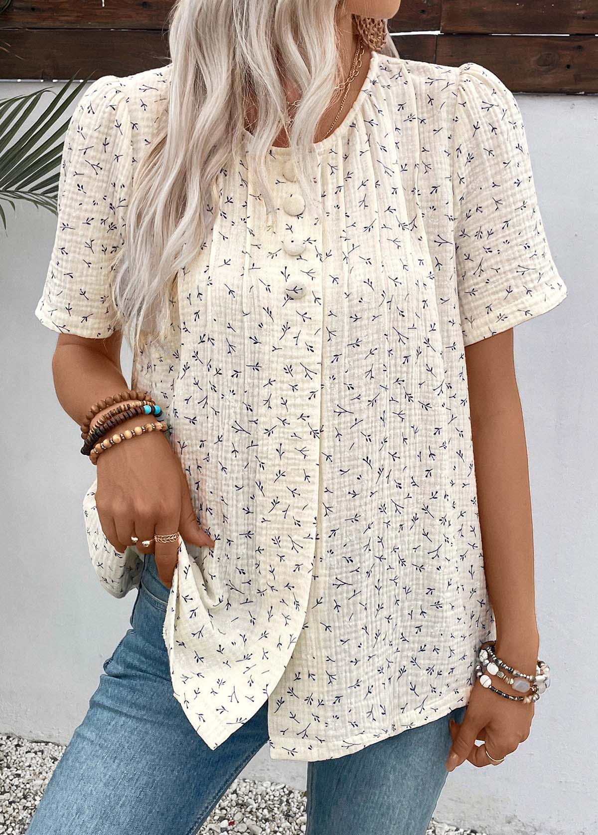 White Short Sleeve Round Neck T Shirt