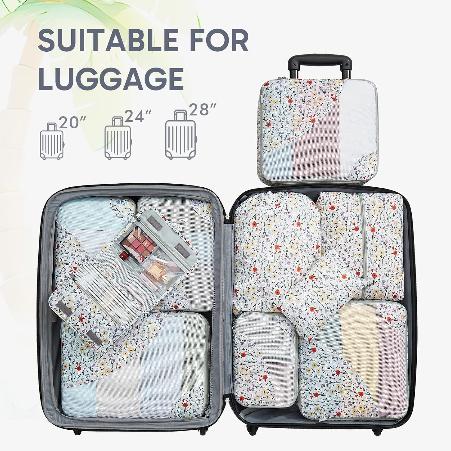 10 Set/8 Set Packing Cubes for Travel, Gifts for Women Mom,Anti-Tearing Suitcase Organizer for Luggage with Shoe & Hanging Toiletry Bag,OlarHike Vacation Essentials & Accessories for Cruise Ship,Cream