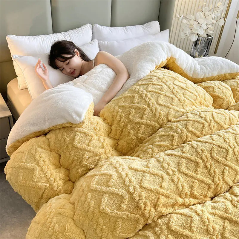Soft Warm Thicken Insulation Hibiscus Winter Quilt