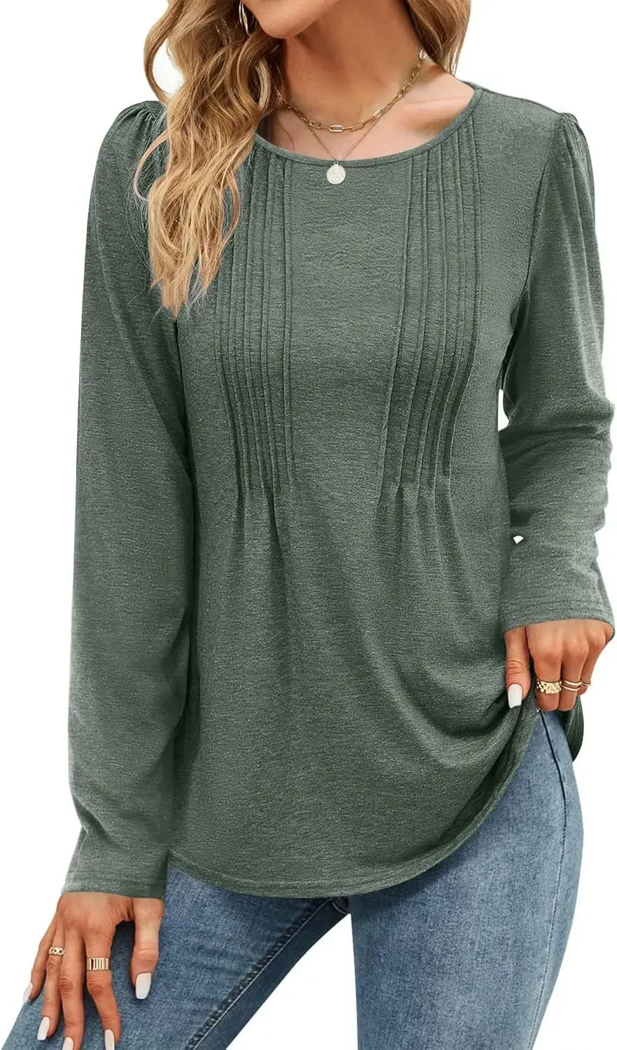 WIHOLL Blouses for Womens Dressy Casual 2024 Fall Tops Long Sleeve Shirts Loose Fit Tunics