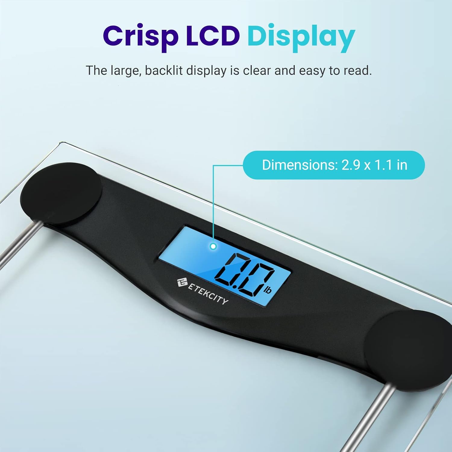 Etekcity Digital Body Weight Bathroom Scale, Large Blue LCD Backlight Display, High Precision Measurements,6mm Tempered Glass, 400 Pounds