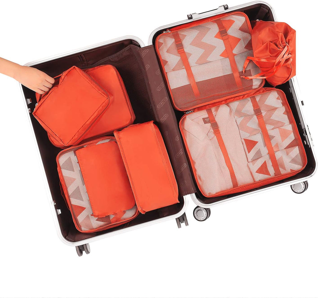 BAGAIL 8 Set Packing Cubes Luggage Organizer Bags for Travel Accessories-Cream