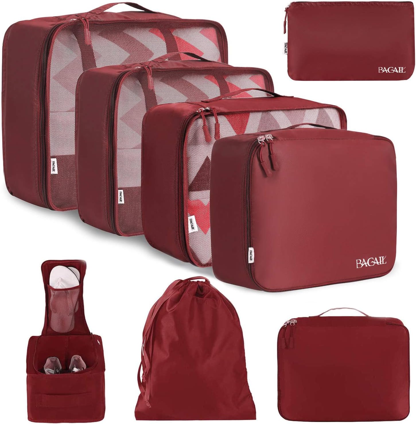 BAGAIL 8 Set Packing Cubes Luggage Organizer Bags for Travel Accessories-Cream