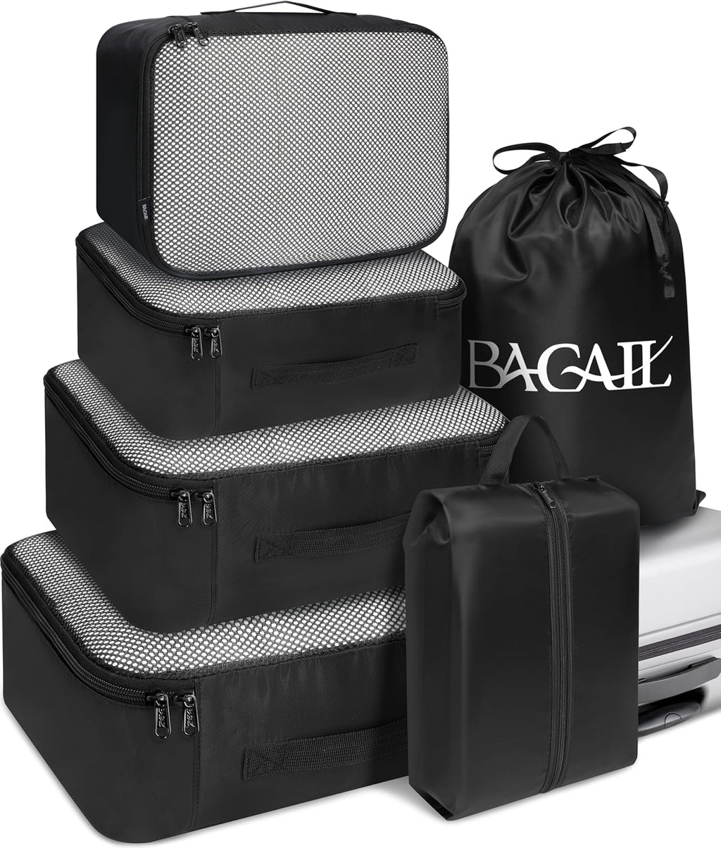 BAGAIL 8 Set Packing Cubes Luggage Organizer Bags for Travel Accessories-Cream