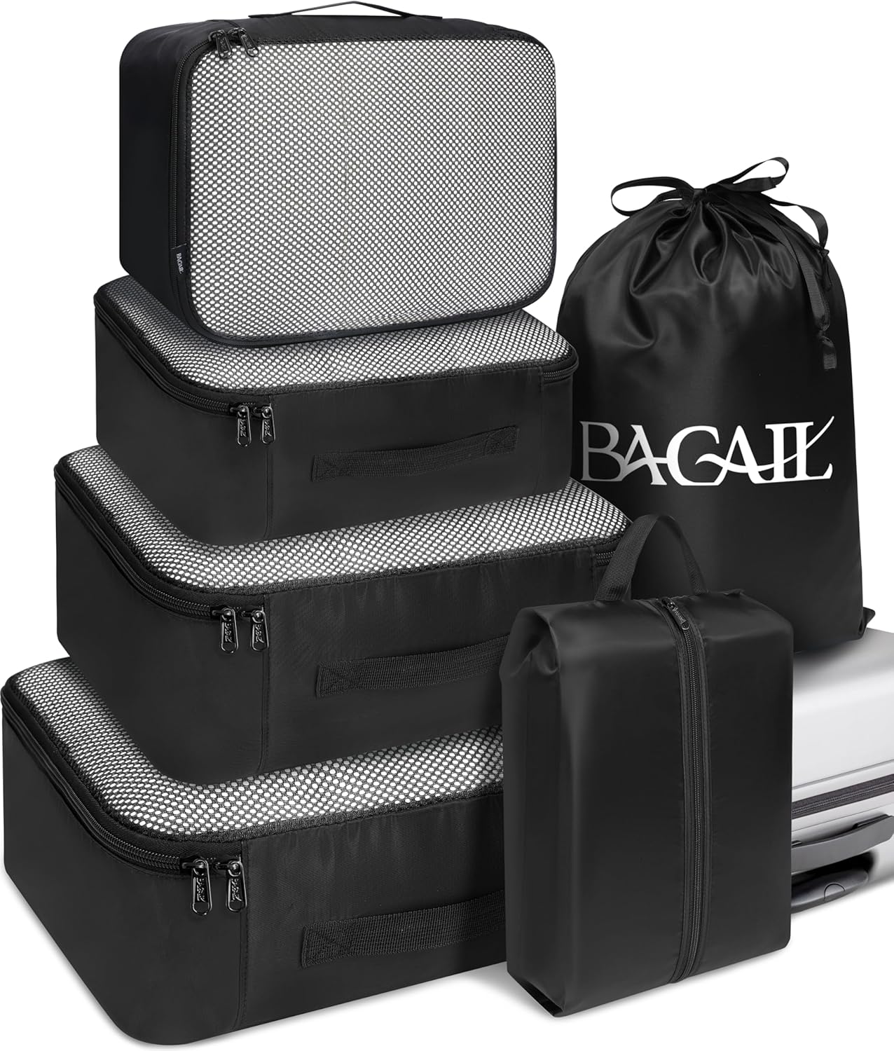 BAGAIL 8 Set Packing Cubes Luggage Organizer Bags for Travel Accessories-Cream
