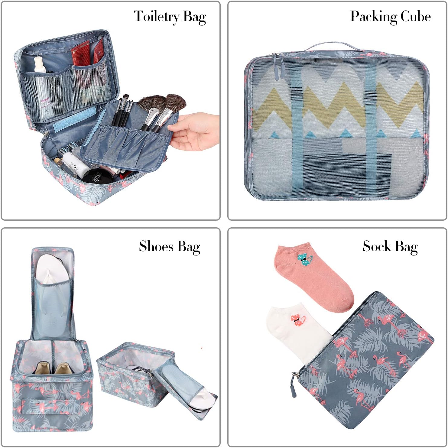 BAGAIL 8 Set Packing Cubes Luggage Organizer Bags for Travel Accessories-Cream