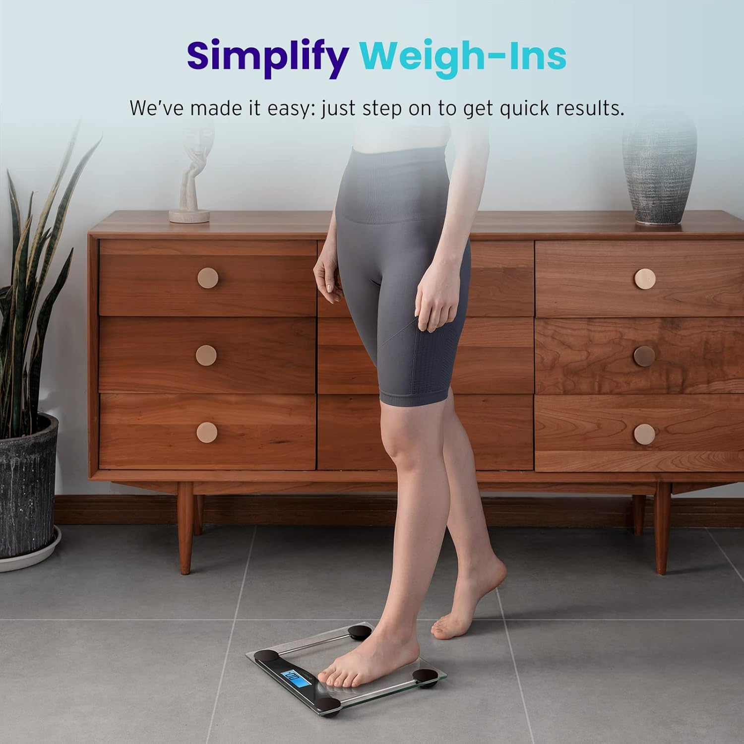 Etekcity Digital Body Weight Bathroom Scale, Large Blue LCD Backlight Display, High Precision Measurements,6mm Tempered Glass, 400 Pounds