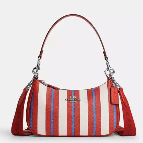 Coach Teri Shoulder Bag In Coated Canvas & Leather In Red/Multi