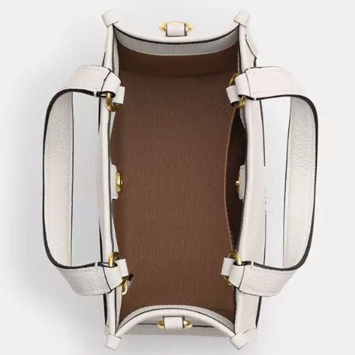 Coach Dempsey Tote 22 Leather Crossbody Bag In Gold/Chalk