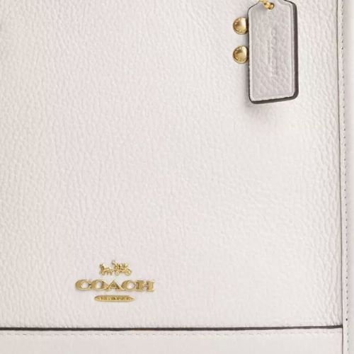 Coach Dempsey Tote 22 Leather Crossbody Bag In Gold/Chalk