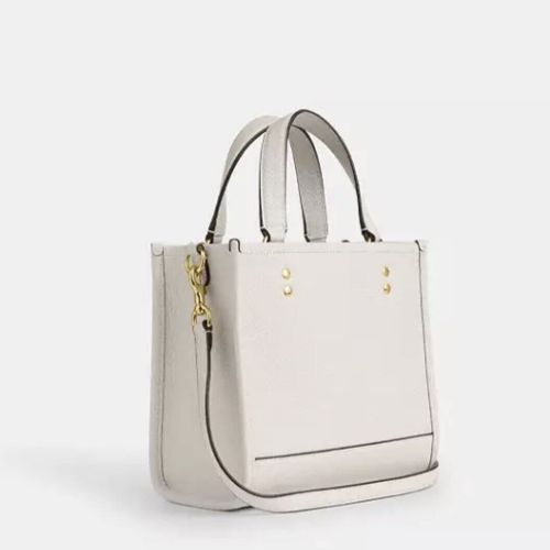 Coach Dempsey Tote 22 Leather Crossbody Bag In Gold/Chalk