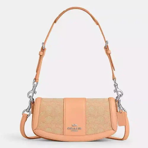 Coach Andrea Small Shoulder/ Crossbody Bag Signature Jacquard & Leather
