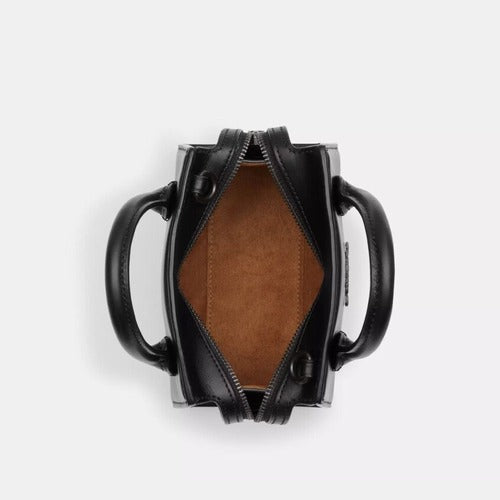 Coach Andrea Mini Carryall Top Handle Leather Bag In Black