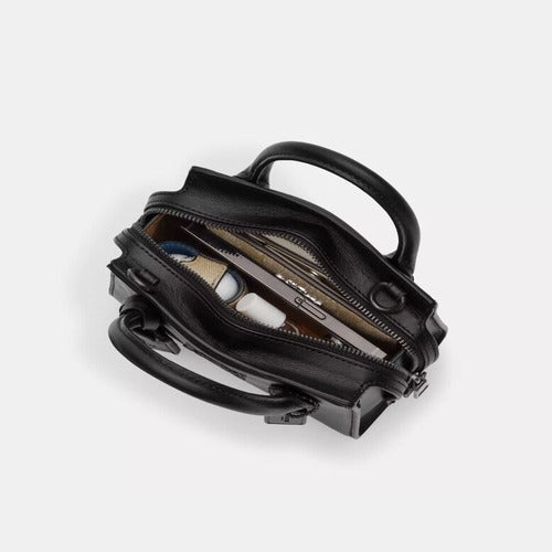 Coach Andrea Mini Carryall Top Handle Leather Bag In Black
