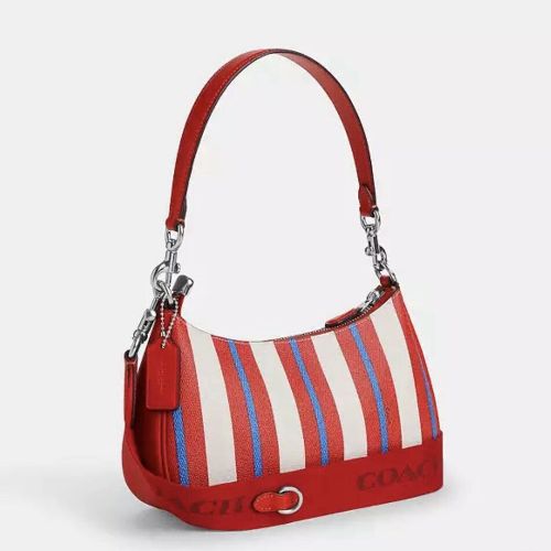 Coach Teri Shoulder Bag In Coated Canvas & Leather In Red/Multi